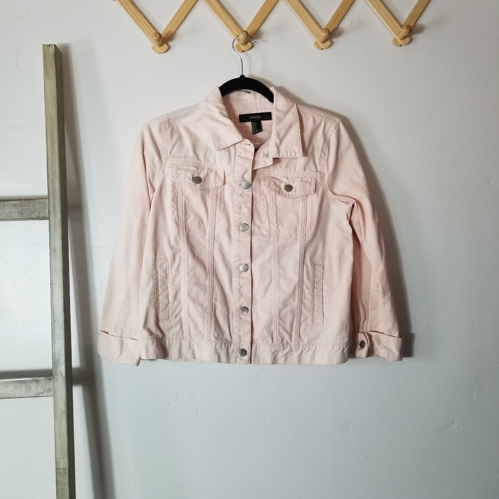 FOREVER 21 WOMEN'S LIGHT PINK JEAN JACKET SIZE SMALL